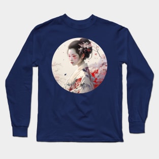 Aesthetic Japanese Art Geisha With Rose Long Sleeve T-Shirt